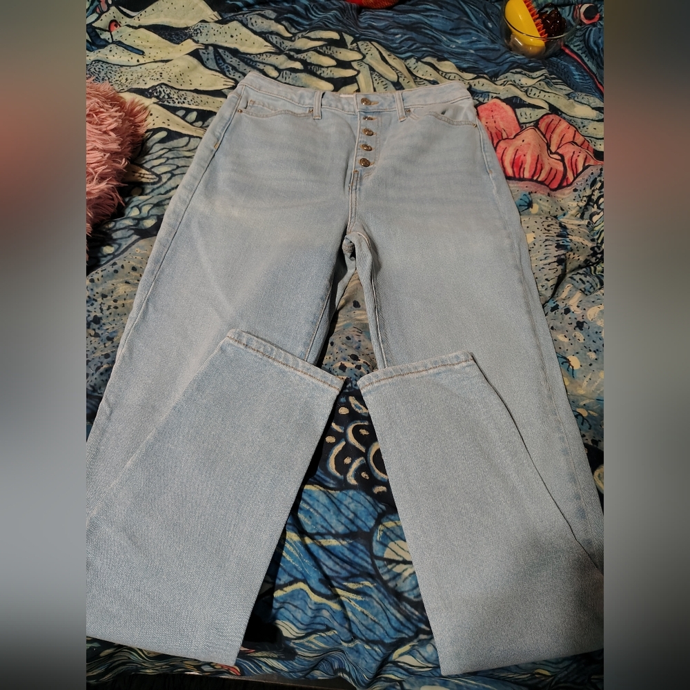F21 Light Blue High Rise Exposed Button Women's Skinny Jeans/ SZ 30 / NWOT